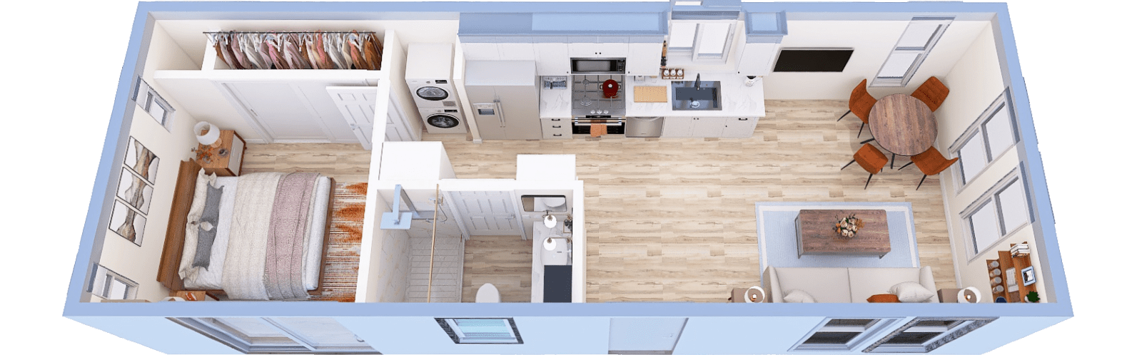 1 BR Tiny Home Floorplan 1